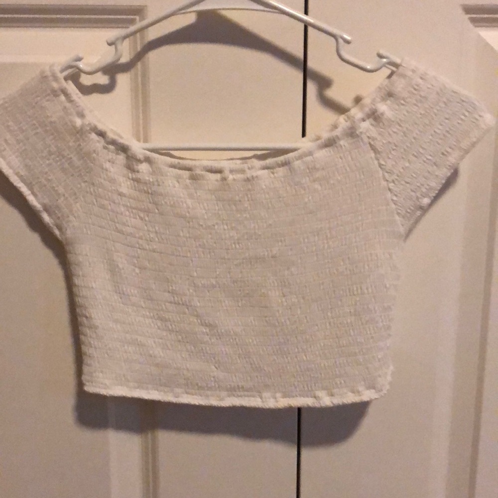 John Galt mini white off the shoulder crop top